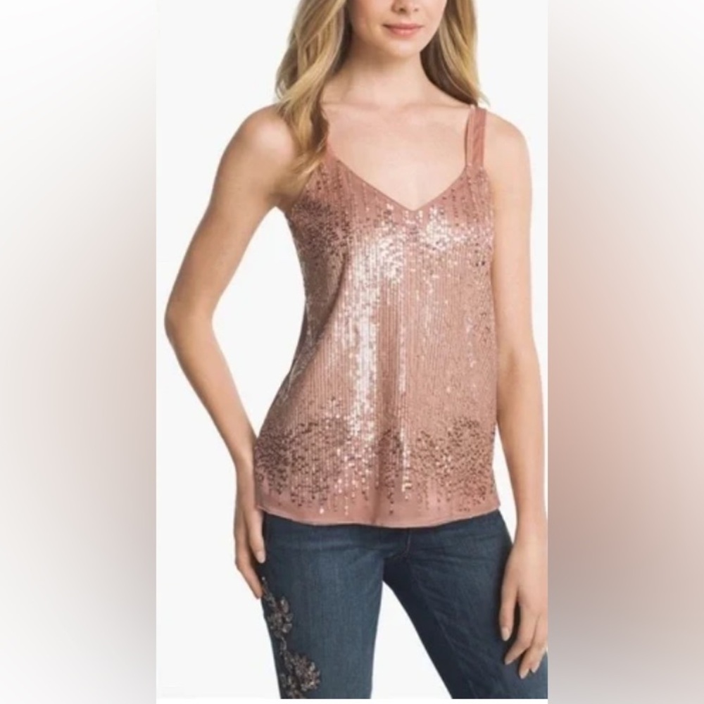 White House Black Market Shimmering Sequin Cami - Pink - Picture 1 of 9